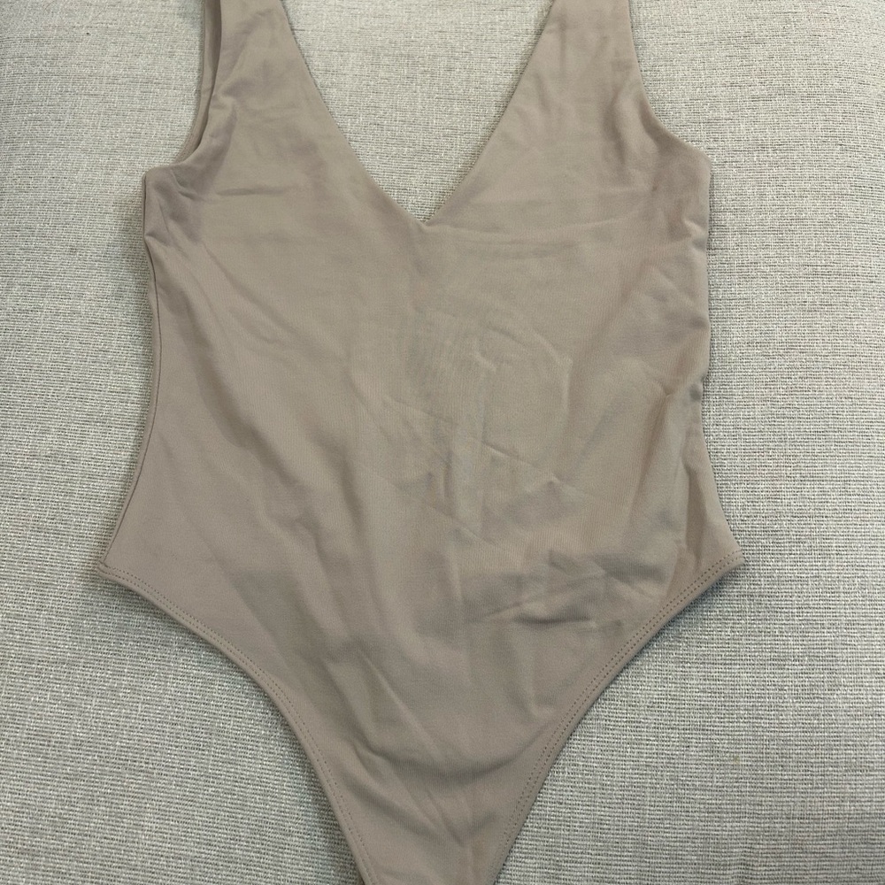 Babaton Taupe V-Neck Bodysuit
